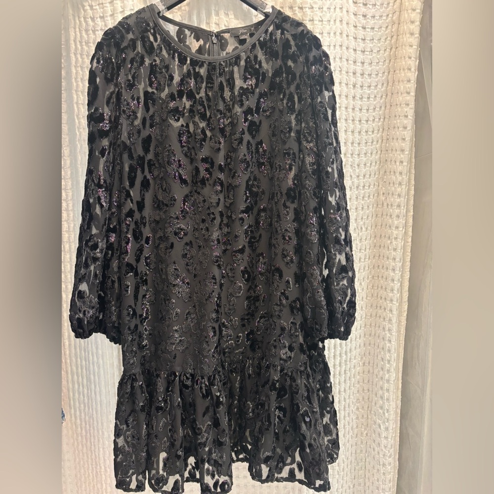 J Crew Black Leopard Print Dress